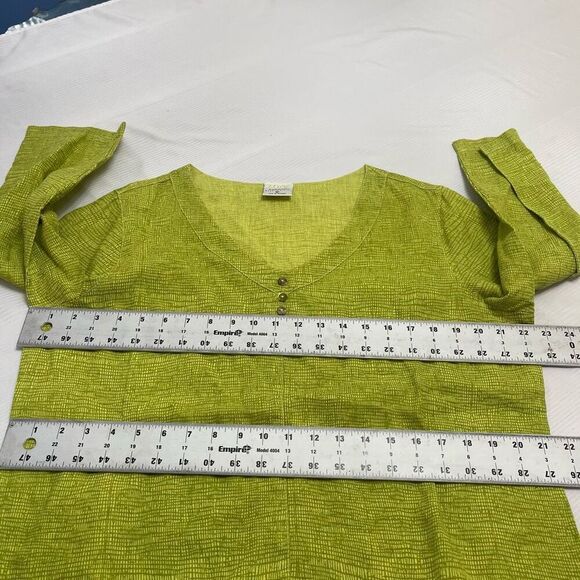 Click By Color Me Cotton Green Lagenlook Art To Wear Linen Pant Set Outfit Large - Picture 3 of 14